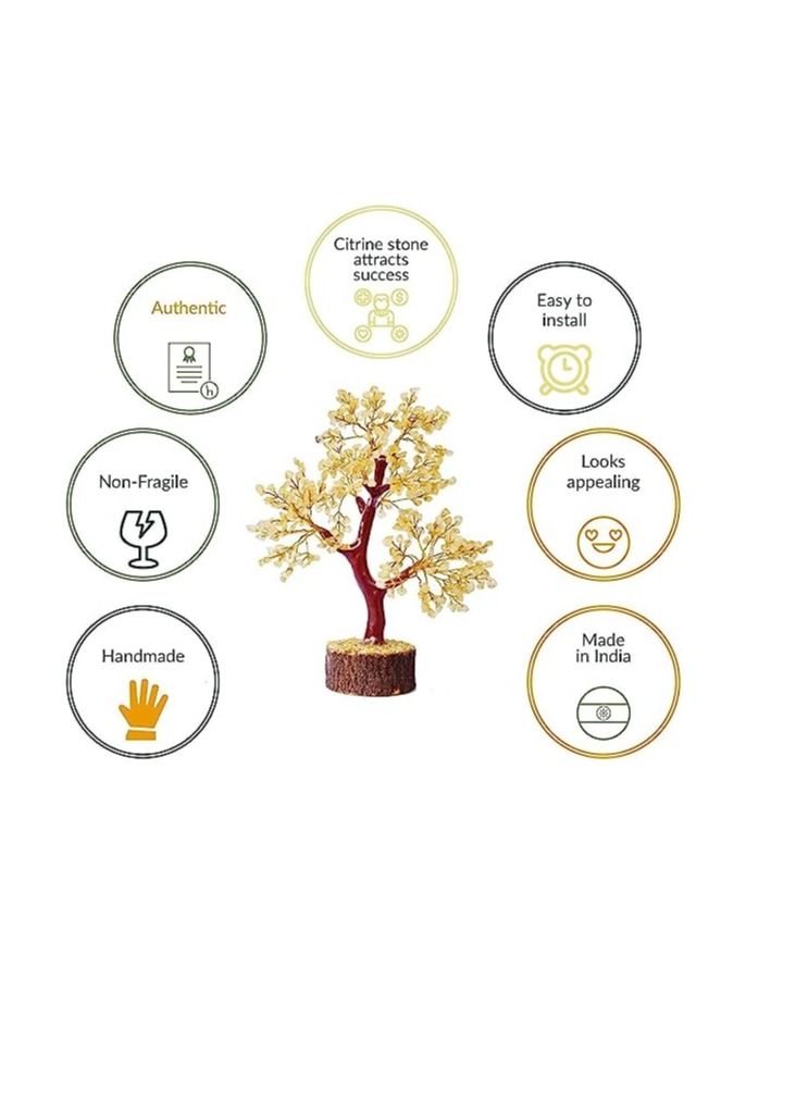 REBUY REBUY Citrine Stone Studded Semi Precious Tree for Home Decor (350 Beads, Yellow Color) - Image 5