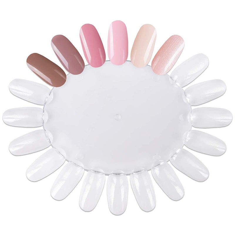 Worutuk 20Pcs False Nail Swatches Wheels Nail Wheel Art Plastic Nail Polish Display Wheel for Manicure Swatches for Nail Polish Color Show Nail Clear 20 Tips