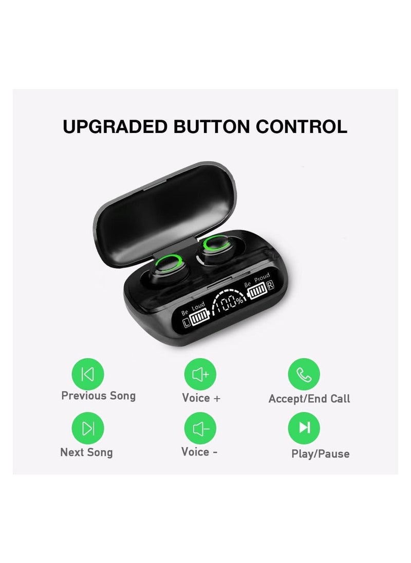 URSMART Wireless Earbuds Bluetooth 5.2 Earphones with Mic in-Ear Headphones IP5 Waterproof Stereo Sound Earbuds LCD Display,for Sports Running Working  - Image 4