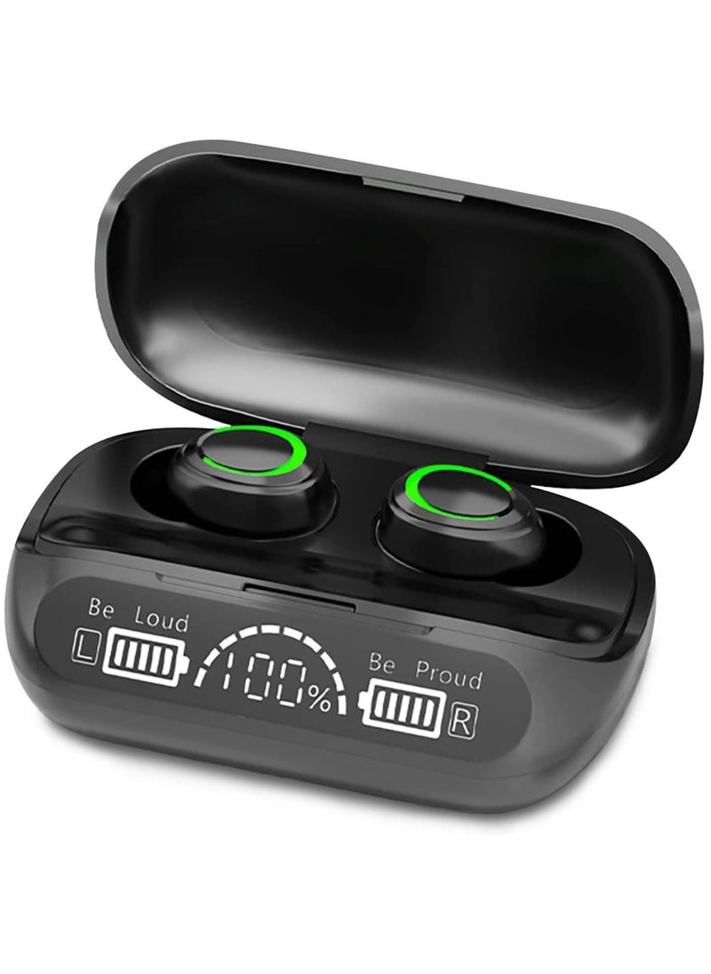 URSMART Wireless Earbuds Bluetooth 5.2 Earphones with Mic in-Ear Headphones IP5 Waterproof Stereo Sound Earbuds LCD Display,for Sports Running Working  - Image 1