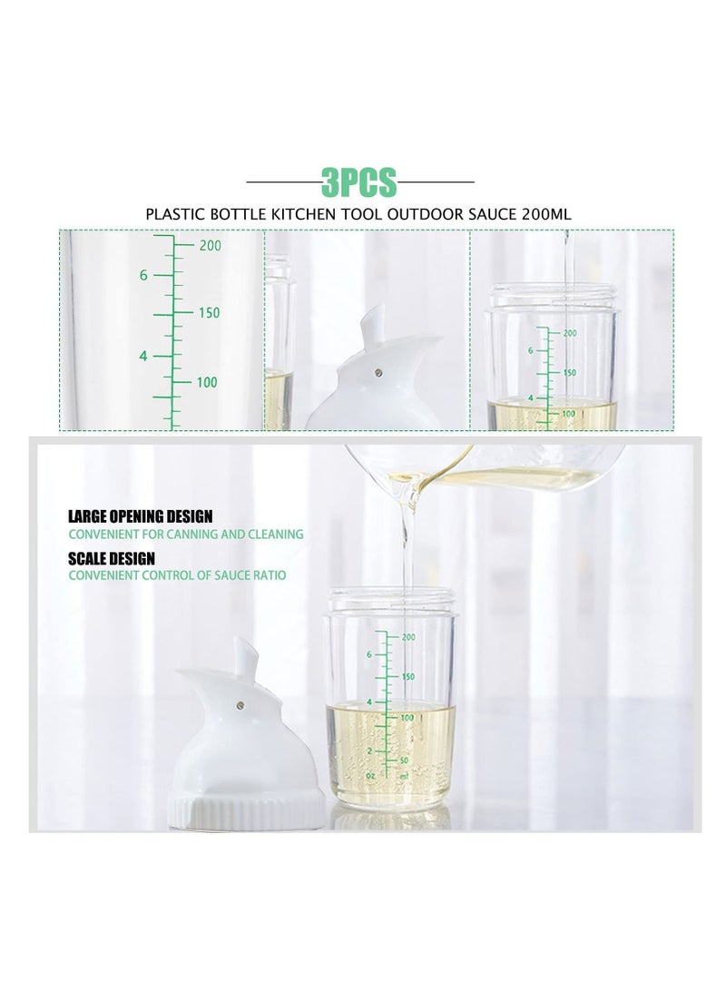 Y&D 200ml Salad Dressing Container, Shakers, Large Opening and Scale Design,Good Grip Sauce Bottles,Salad Bottles for Kitchen, Seasonings Mixing/Storing Oil,Vinegar,Lemon Juice 3 Pcs (White) - Image 3