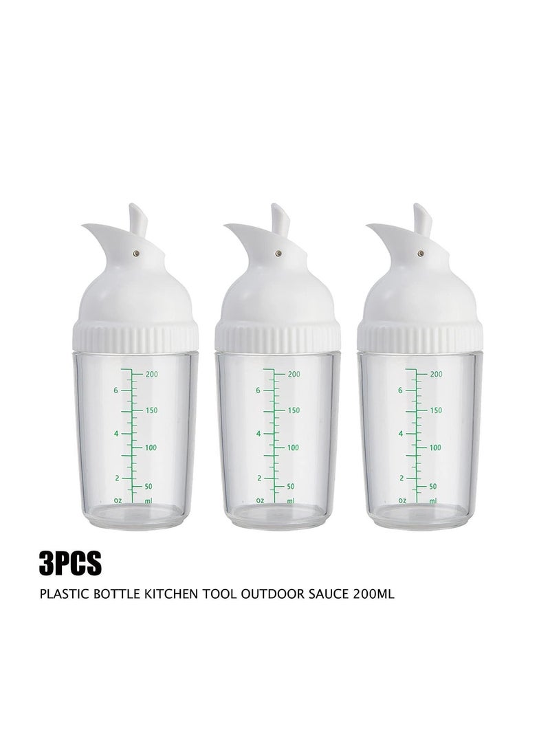 Y&D 200ml Salad Dressing Container, Shakers, Large Opening and Scale Design,Good Grip Sauce Bottles,Salad Bottles for Kitchen, Seasonings Mixing/Storing Oil,Vinegar,Lemon Juice 3 Pcs (White) - Image 2