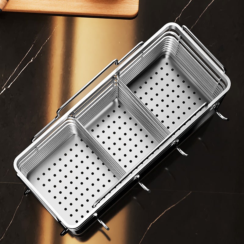 Stainless Steel Chopstick Barrel Storage Rack Exquisite Wall-Mounted Household Chopstick Barrel Kitchen Knife and Fork Drain Storage Box Chopstick Basket Chopsticks(Silver three-tube flat iron) - Image 5