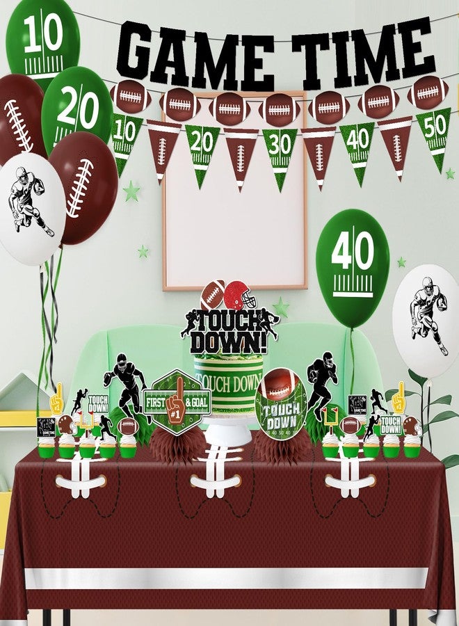 Dydamud Football Party Decorations Include Paper Plates Napkins Cake Topper Banner Balloon Touchdown Tablecloth for Football Birthday Game Day Tailgate Party Decor, Football Party Supplies Kit Serve 24 - Image 4