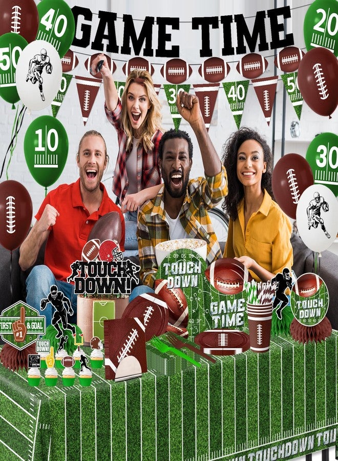 Dydamud Football Party Decorations Include Paper Plates Napkins Cake Topper Banner Balloon Touchdown Tablecloth for Football Birthday Game Day Tailgate Party Decor, Football Party Supplies Kit Serve 24 - Image 3