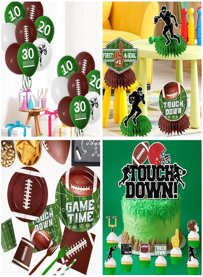 Dydamud Football Party Decorations Include Paper Plates Napkins Cake Topper Banner Balloon Touchdown Tablecloth for Football Birthday Game Day Tailgate Party Decor, Football Party Supplies Kit Serve 24 - Image 5