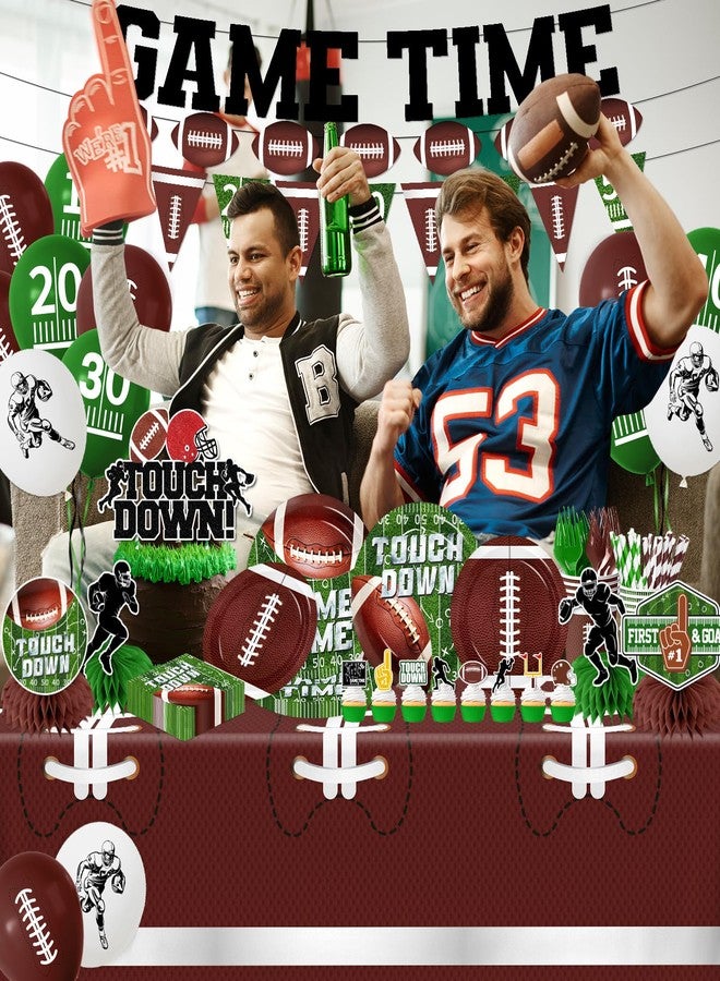 Dydamud Football Party Decorations Include Paper Plates Napkins Cake Topper Banner Balloon Touchdown Tablecloth for Football Birthday Game Day Tailgate Party Decor, Football Party Supplies Kit Serve 24 - Image 2