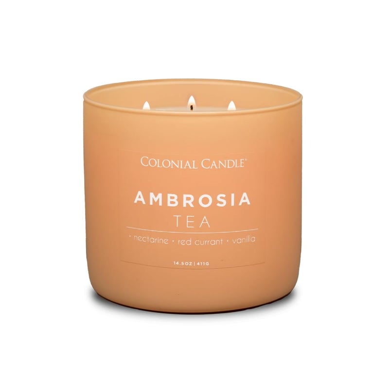 Colonial Candle Ambrosia Tea Scented Jar Candle, Pop of Color Collection, 3 Wick, 14.5 oz - Up to 60 Hours Burn - Image 3
