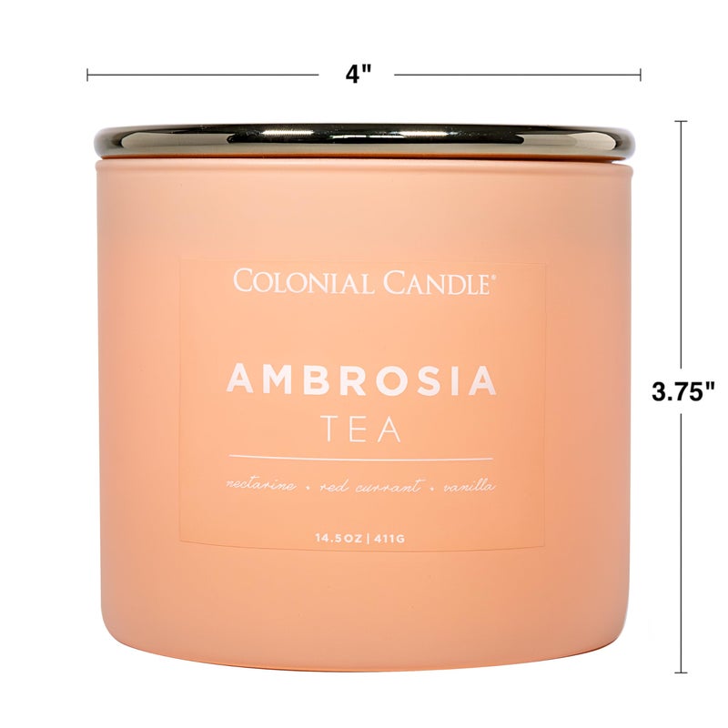 Colonial Candle Ambrosia Tea Scented Jar Candle, Pop of Color Collection, 3 Wick, 14.5 oz - Up to 60 Hours Burn - Image 4