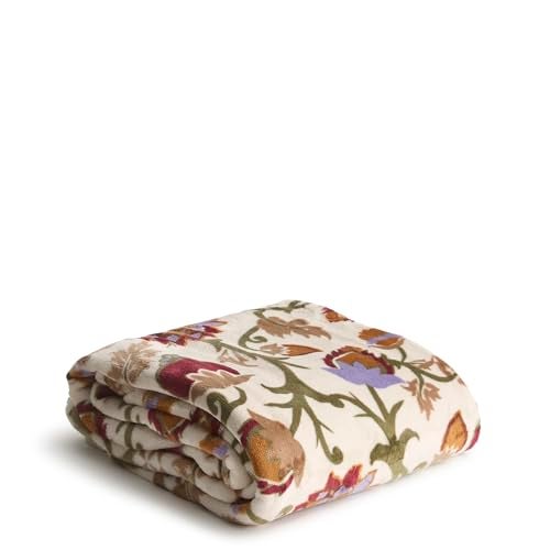 Vera Bradley Women's Fleece Plush Throw Blanket, Midnight Garden Paisley Antique White, One Size - Image 5
