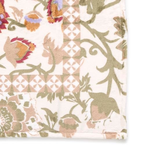 Vera Bradley Women's Fleece Plush Throw Blanket, Midnight Garden Paisley Antique White, One Size - Image 3