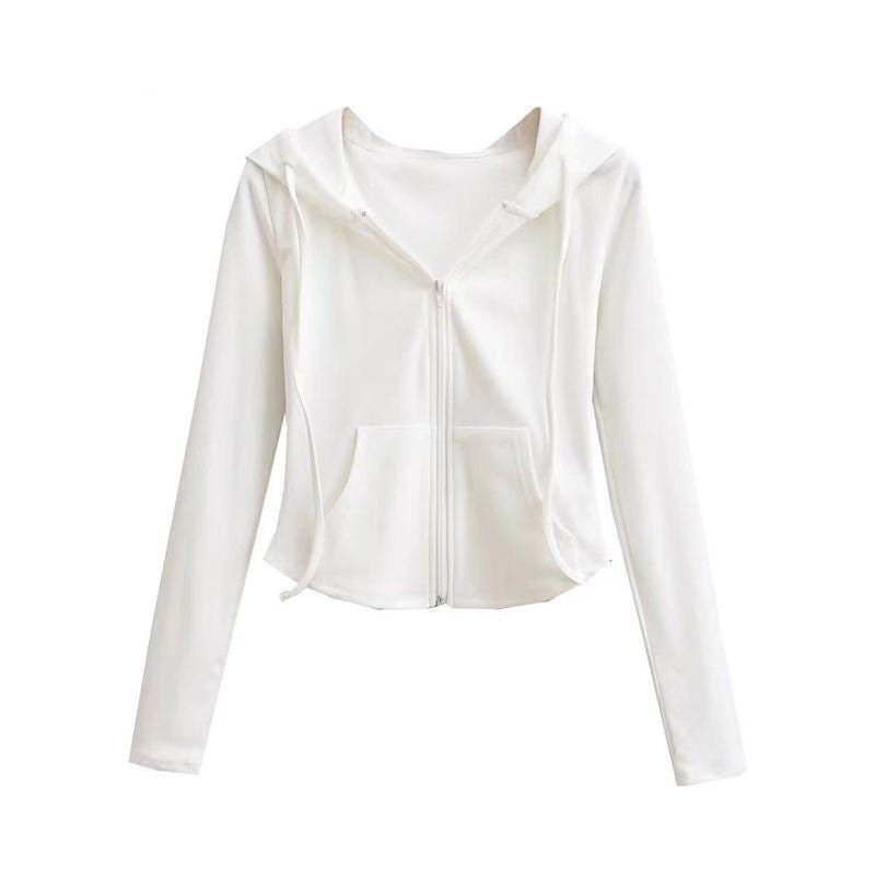 2024 Chic Spicy Hoodie Crop Top Milk apricot - Image 3