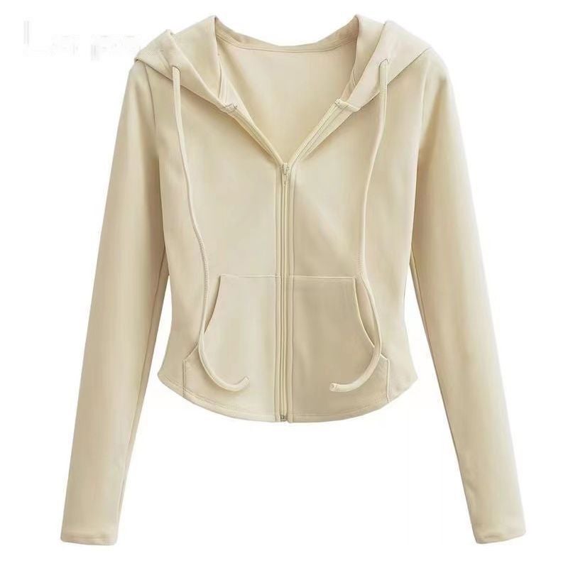 2024 Chic Spicy Hoodie Crop Top Milk apricot - Image 1