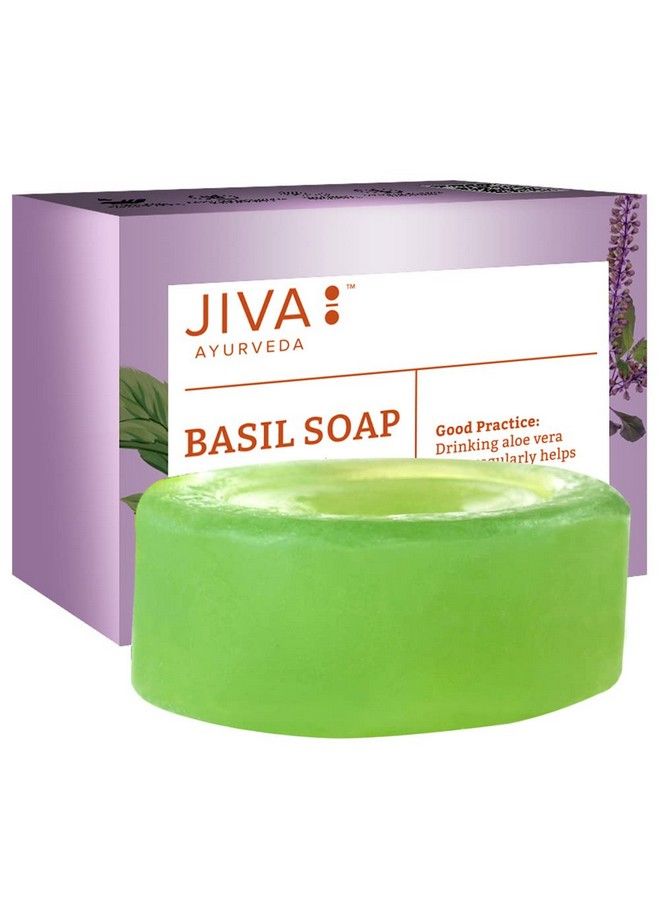 Jiva Ayurveda Basil Bathing Soap For Anti Pimple| Anti Acne;Pack Of 8 - Image 3