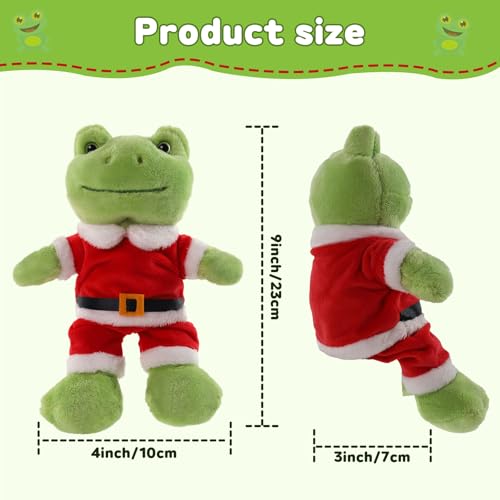 Furvana Green Frog Plush9 Soft Frog Stuffed Animal Plush Toy Kawaii Plush Doll Cute Plushie with Cloths Toy Gift for Kids Children Birthday - Image 5