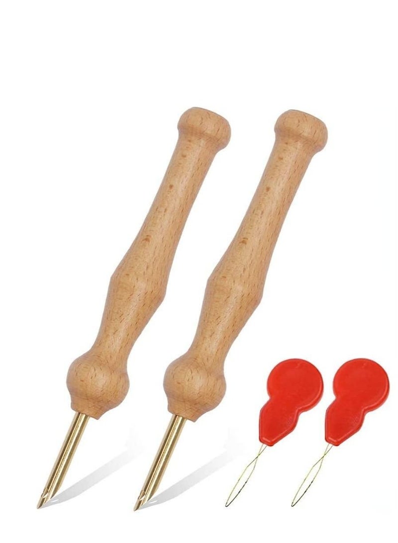 Excefore Punch Needle Wooden Embroidery Pen Punch for DIY Craft Stitching Applique Embellishment 2 Pack  - Image 1