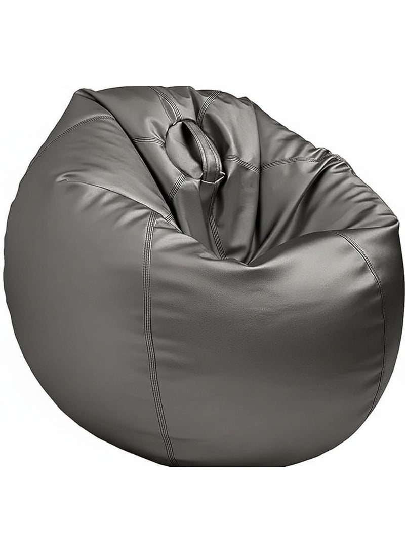 Harmony Home Puffy Leather Bean Bag | Versatile Comfy Lounge & Bedroom Seating | Water-Repellent | Dimensions 110x80cm | Grey - Image 1
