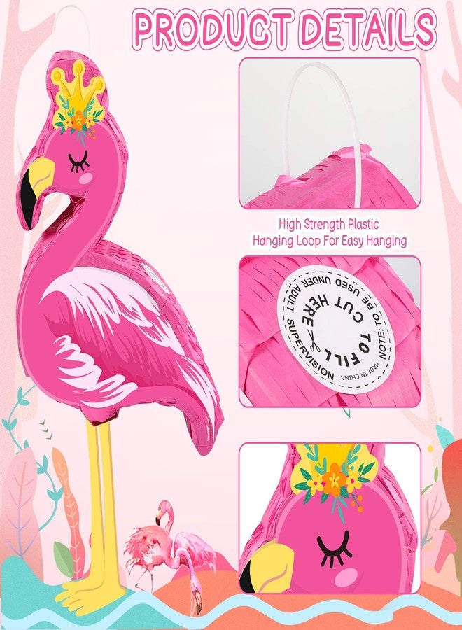 Threan Pink Flamingo Piñata Tropical Party Supplies Small Hawaiian Flamingo Piñata with Blindfold Stick for Pool Luau Hawaii Summer Theme Birthday Party Decorations, 16.1 x 11.8 x 3.1 Inch - Image 4