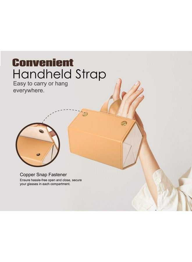 موكو منظم نظارات شمسية من موكو مزود بخمس فتحات، حافظة نظارات سفر محمولة لتخزين النظارات الشمسية، حقيبة قابلة للطي لحمل النظارات، حاويات عرض النظارات للنساء والرجال، لون البشرة، رمادي - Image 4