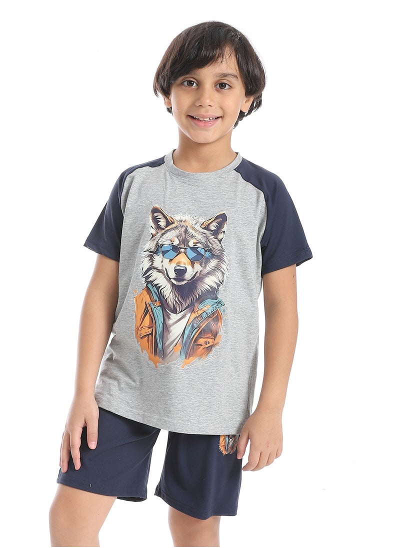 Caesar Boys printed cotton T-Shirt With Short Set  - Image 1