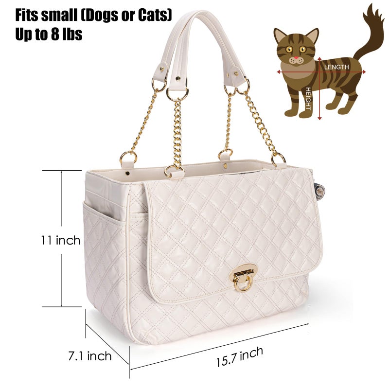 Minsong Fashion Pet Carrier Dogs Cat Small Animals Purse Bag, Leather Pet Carriers Dog Puppy Kitten Tote Travel Handbag TSA Airline-Approved - Image 2
