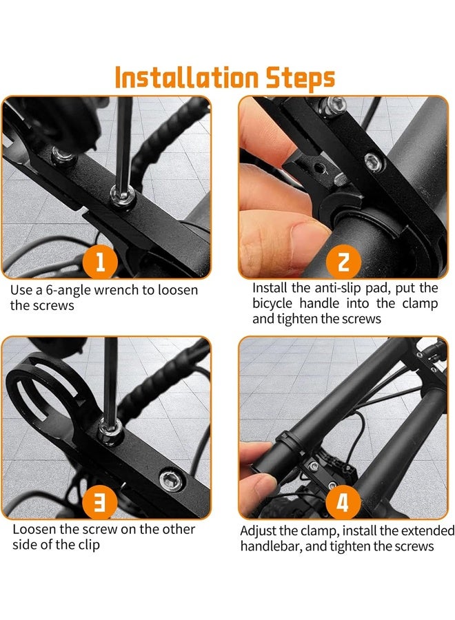 DUNISO Bicycle Handlebar Extender with 2 Brackets Clamp and 1 Hexagonal Wrench, Universal Aluminium Handlebar Extension 1"-1.25" for Light Lamp, Speedometer, GPS, Phone Holder, Action Camera，30 cm  - Image 3