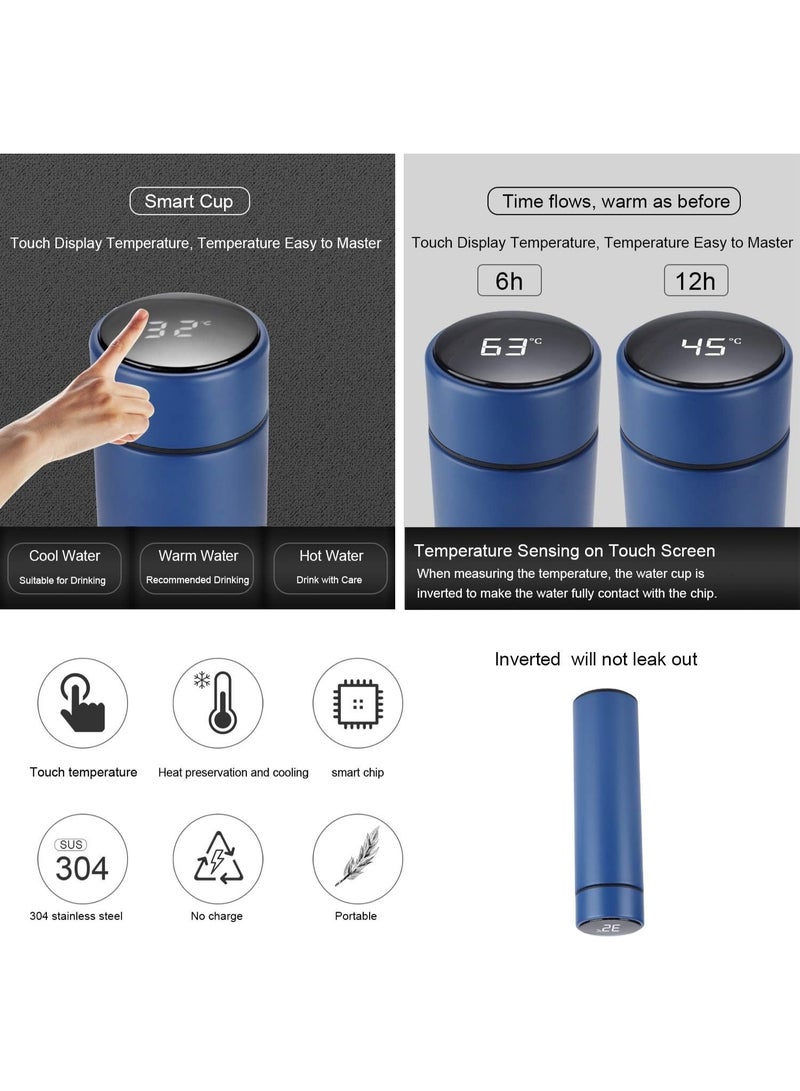 Smart Cup Temperature Display Vacuum Insulated Water Bottle 17oz,Thermo Flask Made of Premium Stainless Steel Coffee Cup, Smart Cup, Novelty Gift Mug, FDA Safty (blue) Christmas Gifts - Image 3