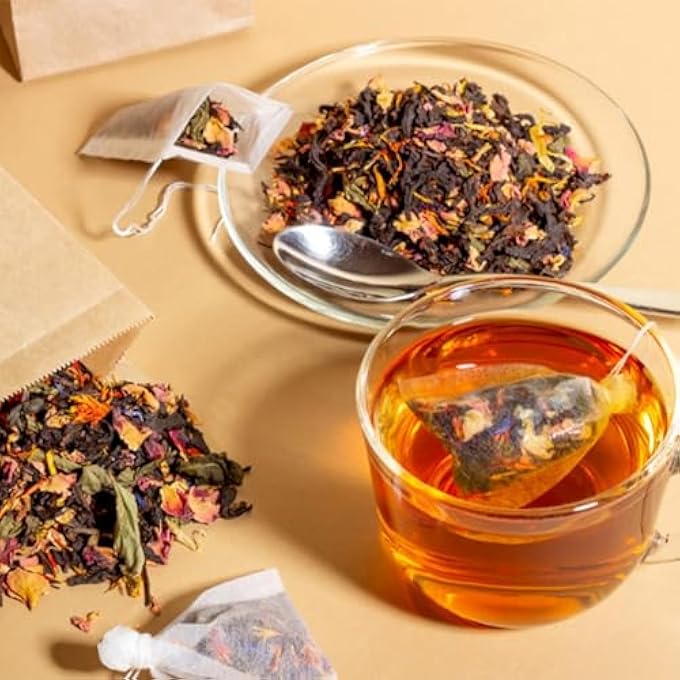 FDTY 100 كيس شاي فارغ أكياس شاي بيضاء قابلة للاستخدام مرة واحدة أكياس فلتر شاي برباط للطهي والنقع والشاي والمشروبات الطبية وفلتر القهوة والتوابل والتخزين - Image 4