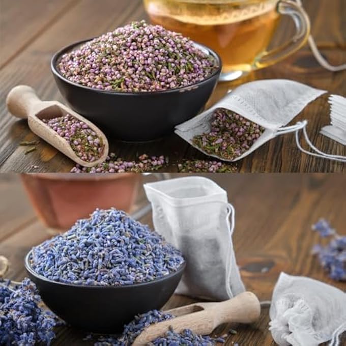 FDTY 100 كيس شاي فارغ أكياس شاي بيضاء قابلة للاستخدام مرة واحدة أكياس فلتر شاي برباط للطهي والنقع والشاي والمشروبات الطبية وفلتر القهوة والتوابل والتخزين - Image 5