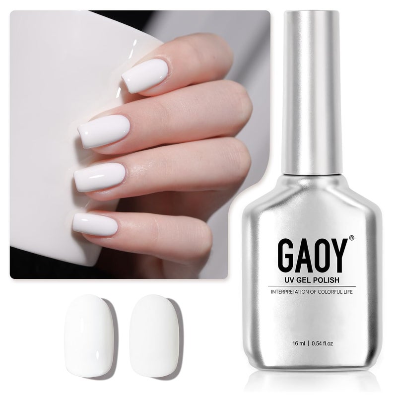 GAOY White Gel Nail Polish, 16ml Soak Off Gel Polish, UV Light Cure for Nail Art DIY Manicure at Home, 2027 Flawless White - Image 1