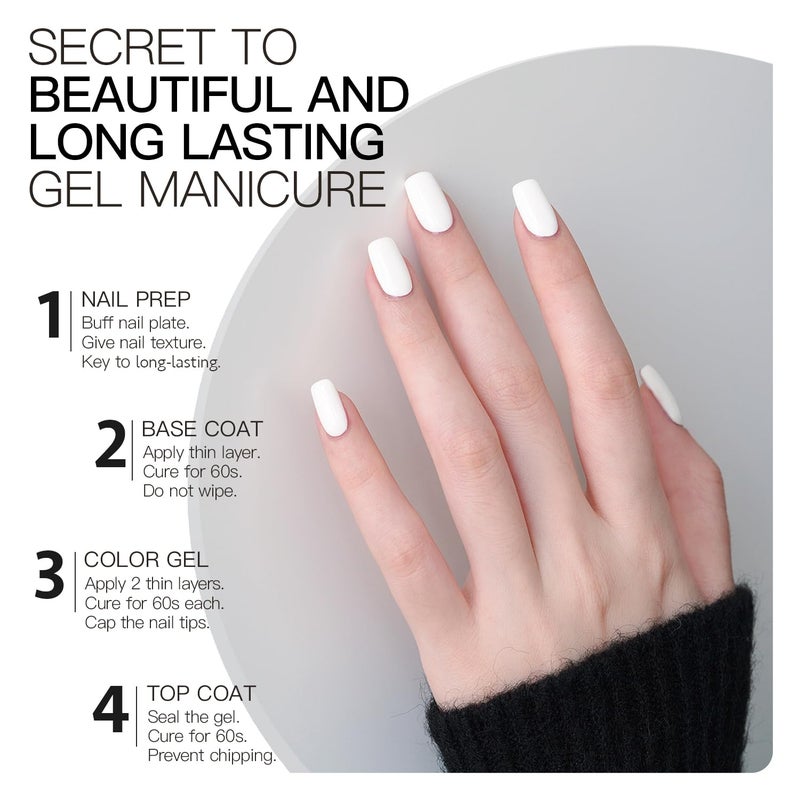 GAOY White Gel Nail Polish, 16ml Soak Off Gel Polish, UV Light Cure for Nail Art DIY Manicure at Home, 2027 Flawless White - Image 4