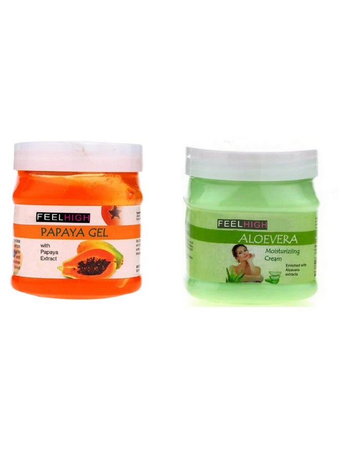 Feelhigh Face & Body Papaya Gel Natural Shine 500gm & Aloe Vera Moisturizer Cream 500gm- Facial And Skin care products (Papaya Gel And Aloevera Cream) - Image 1