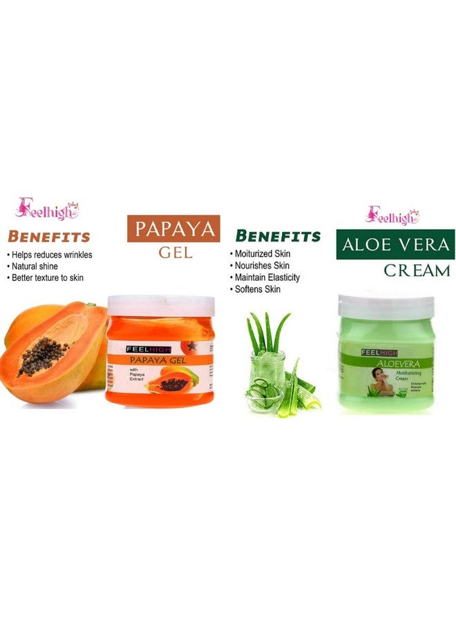 Feelhigh Face & Body Papaya Gel Natural Shine 500gm & Aloe Vera Moisturizer Cream 500gm- Facial And Skin care products (Papaya Gel And Aloevera Cream) - Image 2