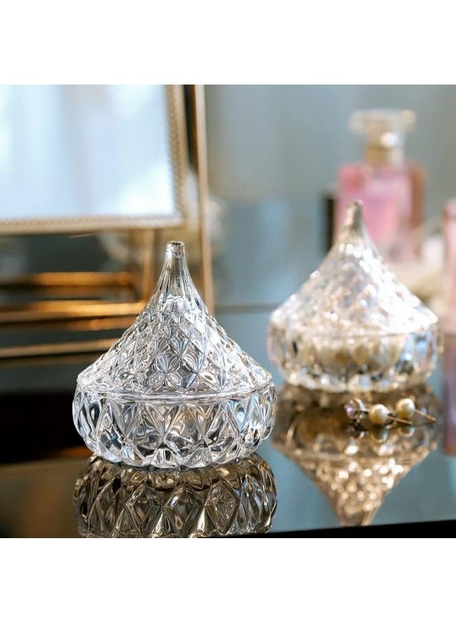 Small crystal glass dessert dish with lid - a small covered bowl, jar, or container for storing sugar, food, and jewelry - home decor for the kitchen, office, or living room - Image 1