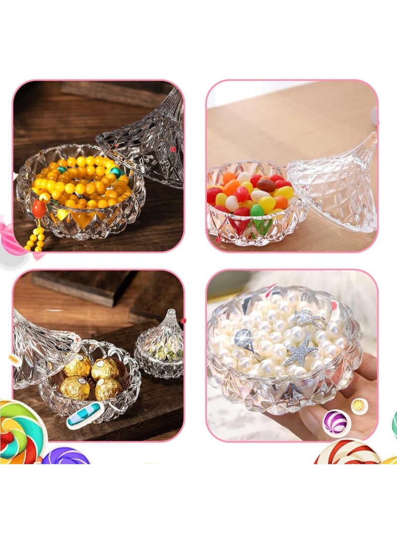 Small crystal glass dessert dish with lid - a small covered bowl, jar, or container for storing sugar, food, and jewelry - home decor for the kitchen, office, or living room - Image 2