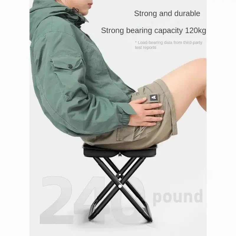 Brikipth Multipurpose Portable Folding Stool Outdoor Folding Chair Compact and Lightweight Foldable Chair Stool for OutdoorFishingHikingGardeningTravel Multipurpose Sitting Stool Black - Image 4