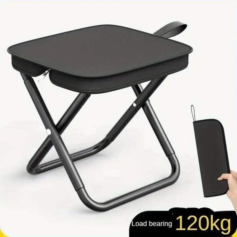 Brikipth Multipurpose Portable Folding Stool Outdoor Folding Chair Compact and Lightweight Foldable Chair Stool for OutdoorFishingHikingGardeningTravel Multipurpose Sitting Stool Black - Image 3