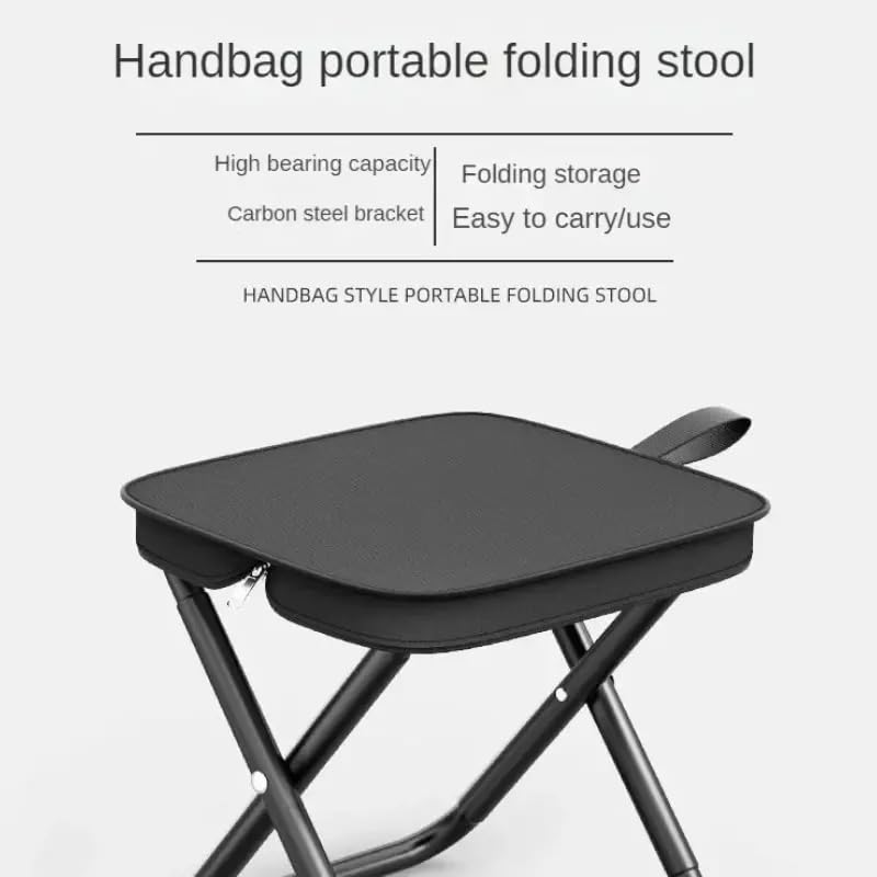 Brikipth Multipurpose Portable Folding Stool Outdoor Folding Chair Compact and Lightweight Foldable Chair Stool for OutdoorFishingHikingGardeningTravel Multipurpose Sitting Stool Black - Image 5