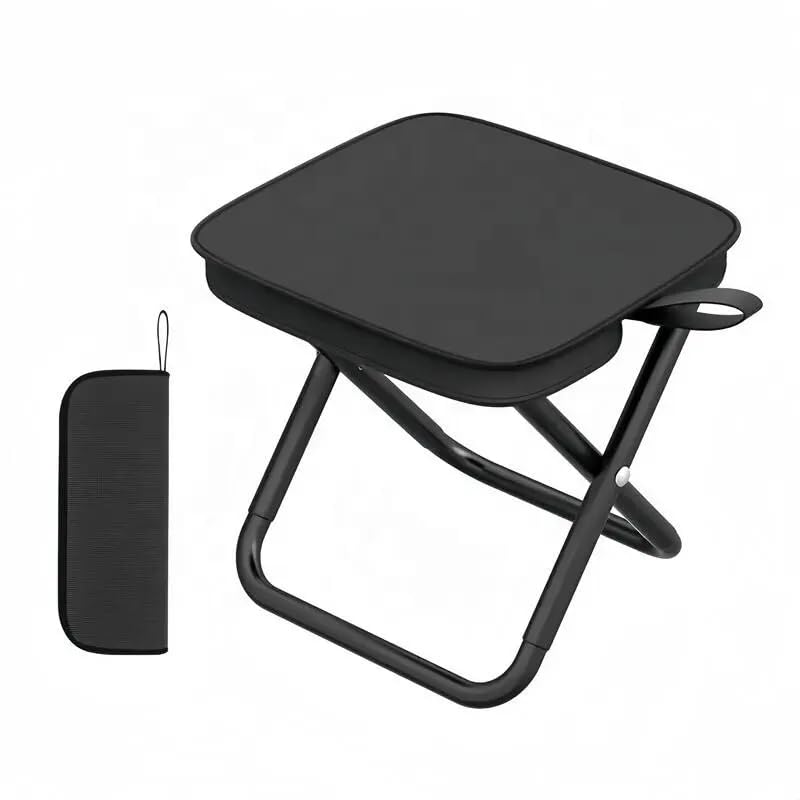 Brikipth Multipurpose Portable Folding Stool Outdoor Folding Chair Compact and Lightweight Foldable Chair Stool for OutdoorFishingHikingGardeningTravel Multipurpose Sitting Stool Black - Image 1