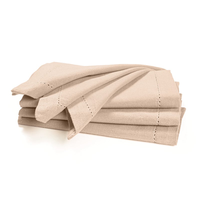 Palisa Cloth Dinner Napkins with Hemstitched Detailing Mitered Corners Set of 4 18x18 Inches Beige Cotton Reusable Dinner Napkins Perfect for Weddings Everyday Use - Image 1