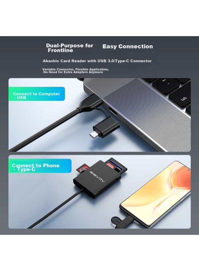 Acasis Usb/type-c Multifunctional Card Reader 3.0 Supports Sd/tf/cf/ms Cards, Suitable For Cameras, Dash Cams, And Surveillance, Compatible With Apple 15/ipad/android Phones Cr-3003 - Image 2