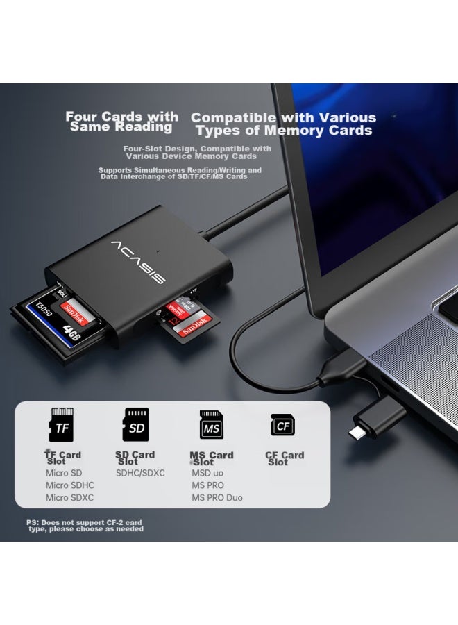 Acasis Usb/type-c Multifunctional Card Reader 3.0 Supports Sd/tf/cf/ms Cards, Suitable For Cameras, Dash Cams, And Surveillance, Compatible With Apple 15/ipad/android Phones Cr-3003 - Image 1