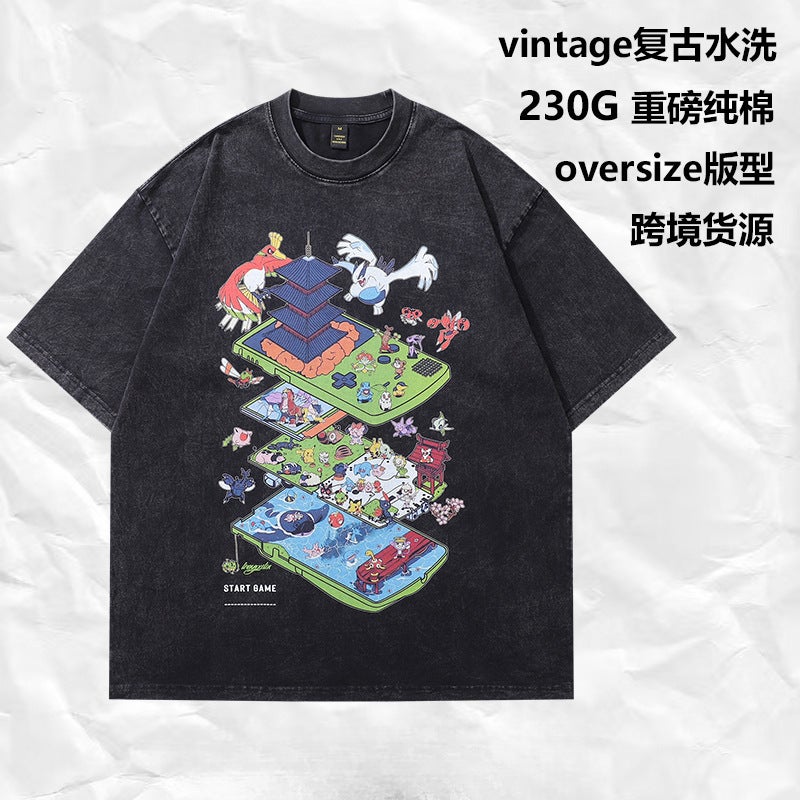 Tkpa Cotton Men'S T-Shirt Fashion Printed Washed 230G Cotton Loose Short Sleeve T-Shirt Men'S Fashion Brand - Image 2