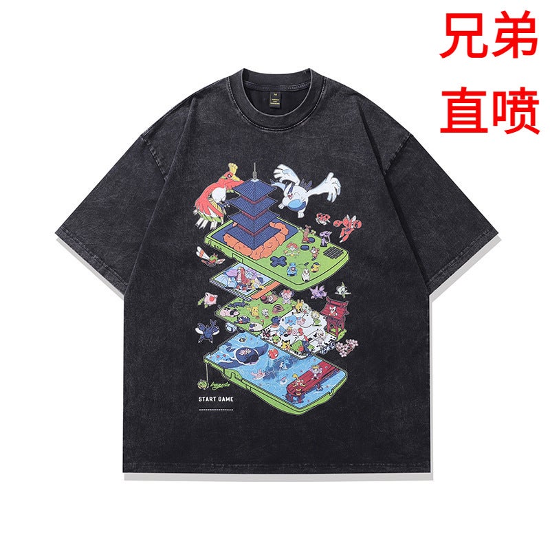 Tkpa Cotton Men'S T-Shirt Fashion Printed Washed 230G Cotton Loose Short Sleeve T-Shirt Men'S Fashion Brand - Image 1