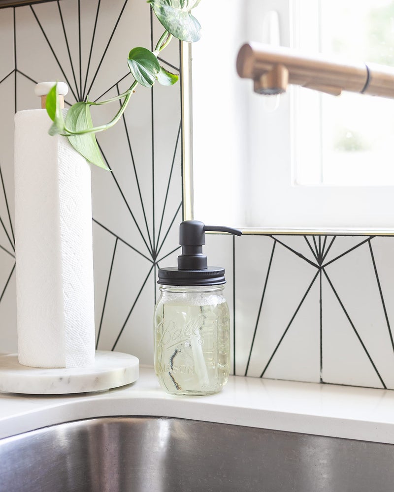 Jarmazing Products Mason Jar Soap Dispenser - Black - 16 oz Ball Mason Jar Liquid Soap Dispenser For Kitchen & Bathroom - Glass Soap Dispenser with Rust Proof Stainless Steel Soap Dispenser Pump & Lid - Image 4