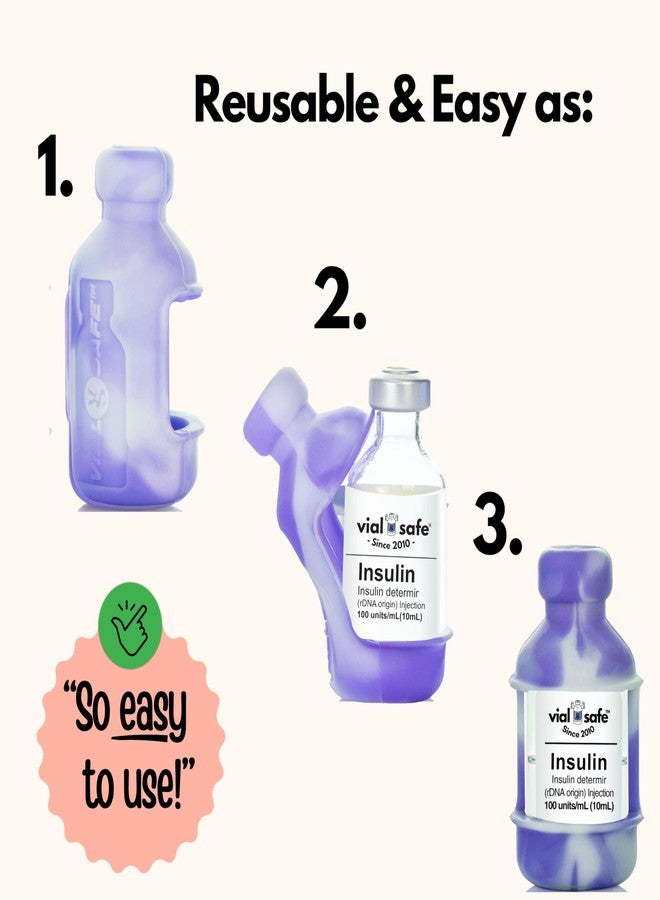 VIAL SAFE™ | Insulin Vial Protector Case | Secure Insulin Bottle Protector & Cover for 10mL Vials | 2-Pack | Tie Dye Purple | Fits Humalog, Humulin, NovoLog, NovoRapid, Novolin - Image 5