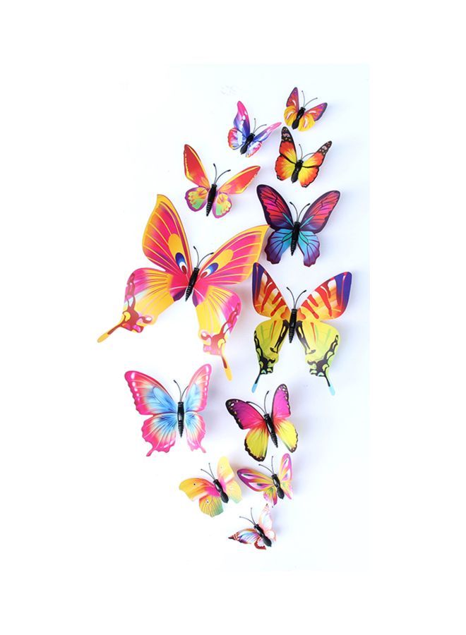 نيبمينينت طقم ملصقات جدارية على شكل فراشات مكون من 12 قطعة. أصفر/ وردي/ أسود 18.0x12.5x7.0سم - Image 2