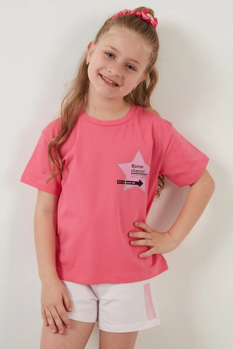 ليلا Printed Crew Neck Cotton T Shirt Girl's T Shirt 6211046