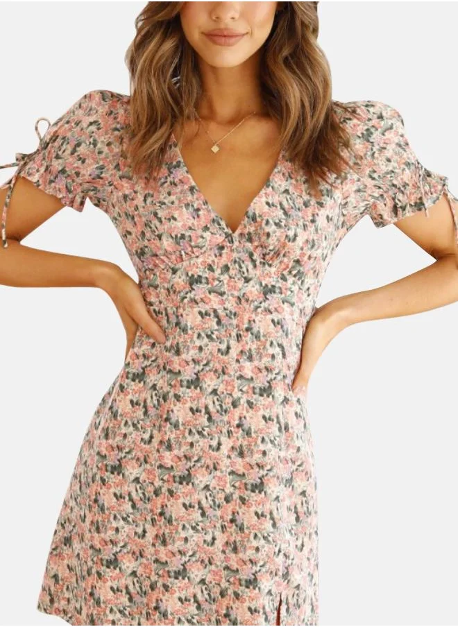 يونيكي Pink Floral Printed Fit & Flare Dress