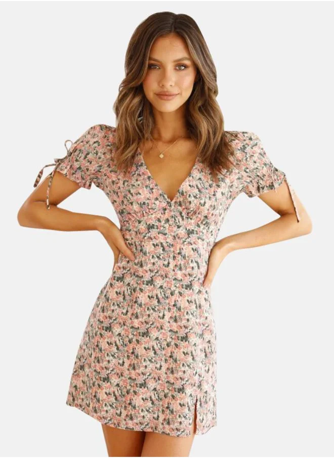 يونيكي Pink Floral Printed Fit & Flare Dress